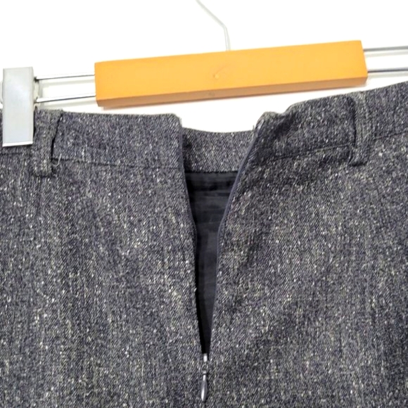 Le Grenier A-Line Knee Skirt Heathered Gray Herringbone Lined Stretch Womens 11 - Picture 8 of 12